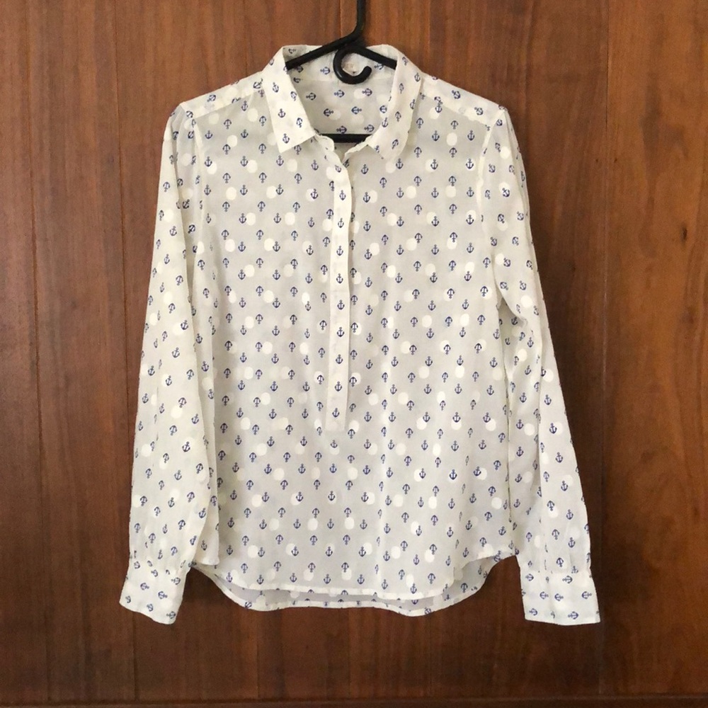 J. Crew placket front cream shirt